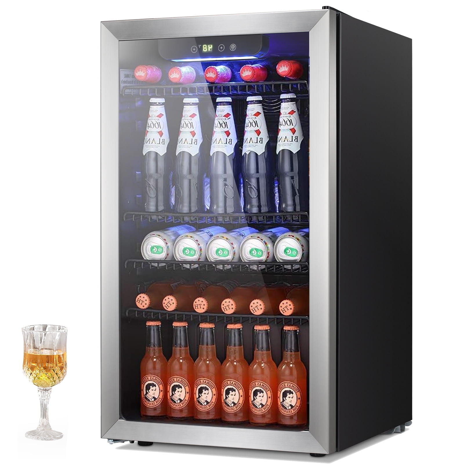 KNDKO 130 Can Beverage Refrigerator - 3.2 Cu.ft. Mini Fridge Cooler, Wine Cooler for Home/Office